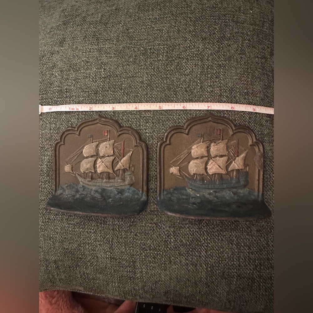 Vintage cast iron sailing ship bookends - Picture 2 of 4